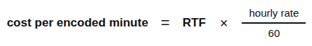 Cost per encoded minute formula